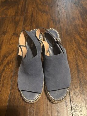 Women’s Taryn Rose Blue Suede Espadrille Slingback Wedges Size 7